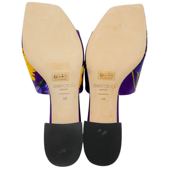 Jimmy Choo Themise Floral Satin Mule Sandals - Picture 6 of 6